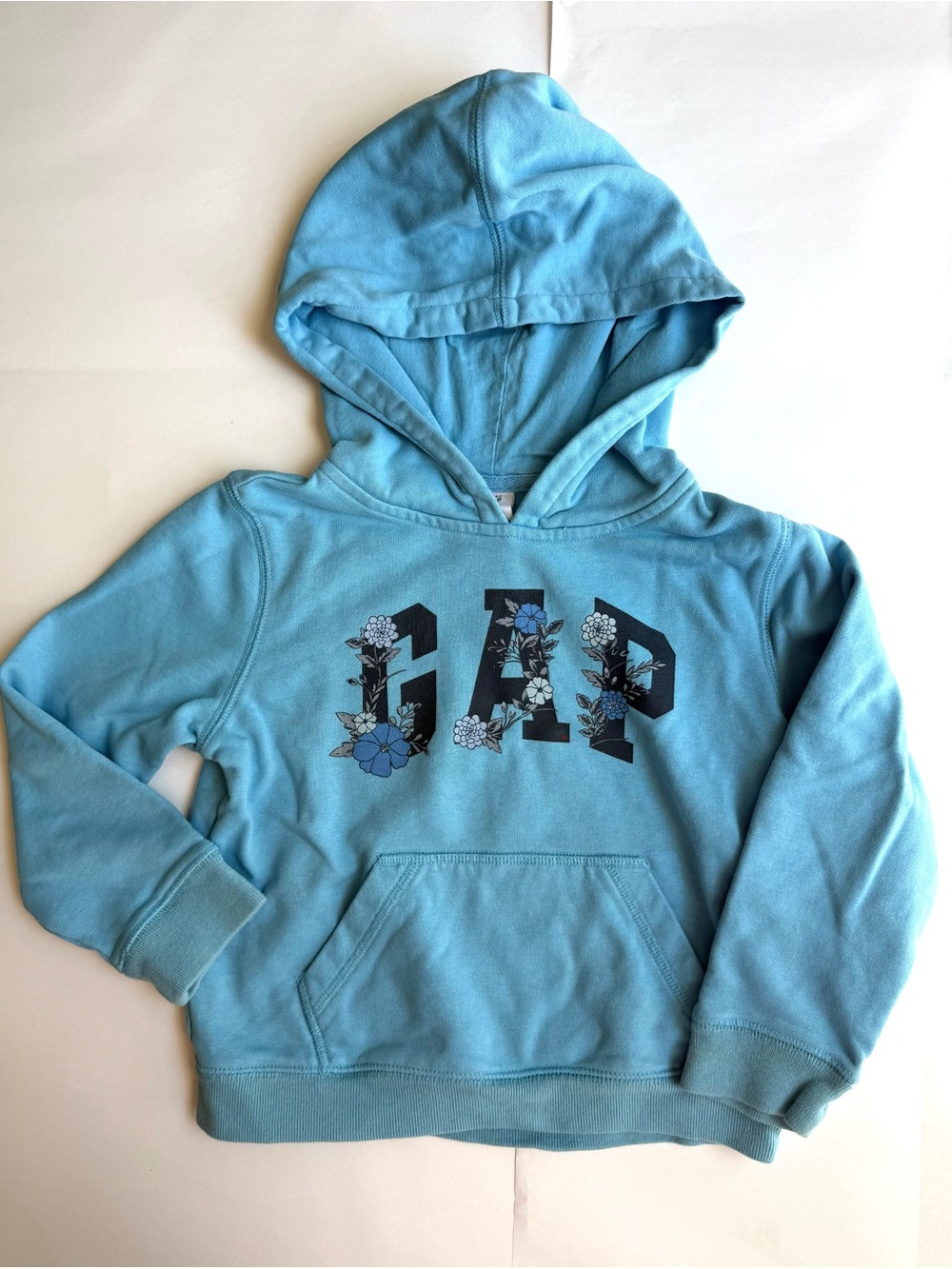 GAP Girls' Light Blue Floral Logo Hoodie